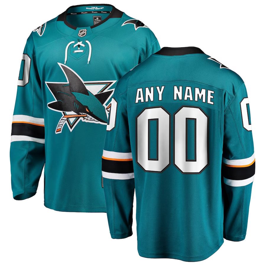 Men San Jose Sharks Fanatics Branded Teal Home Breakaway Custom NHL Jersey->customized nhl jersey->Custom Jersey